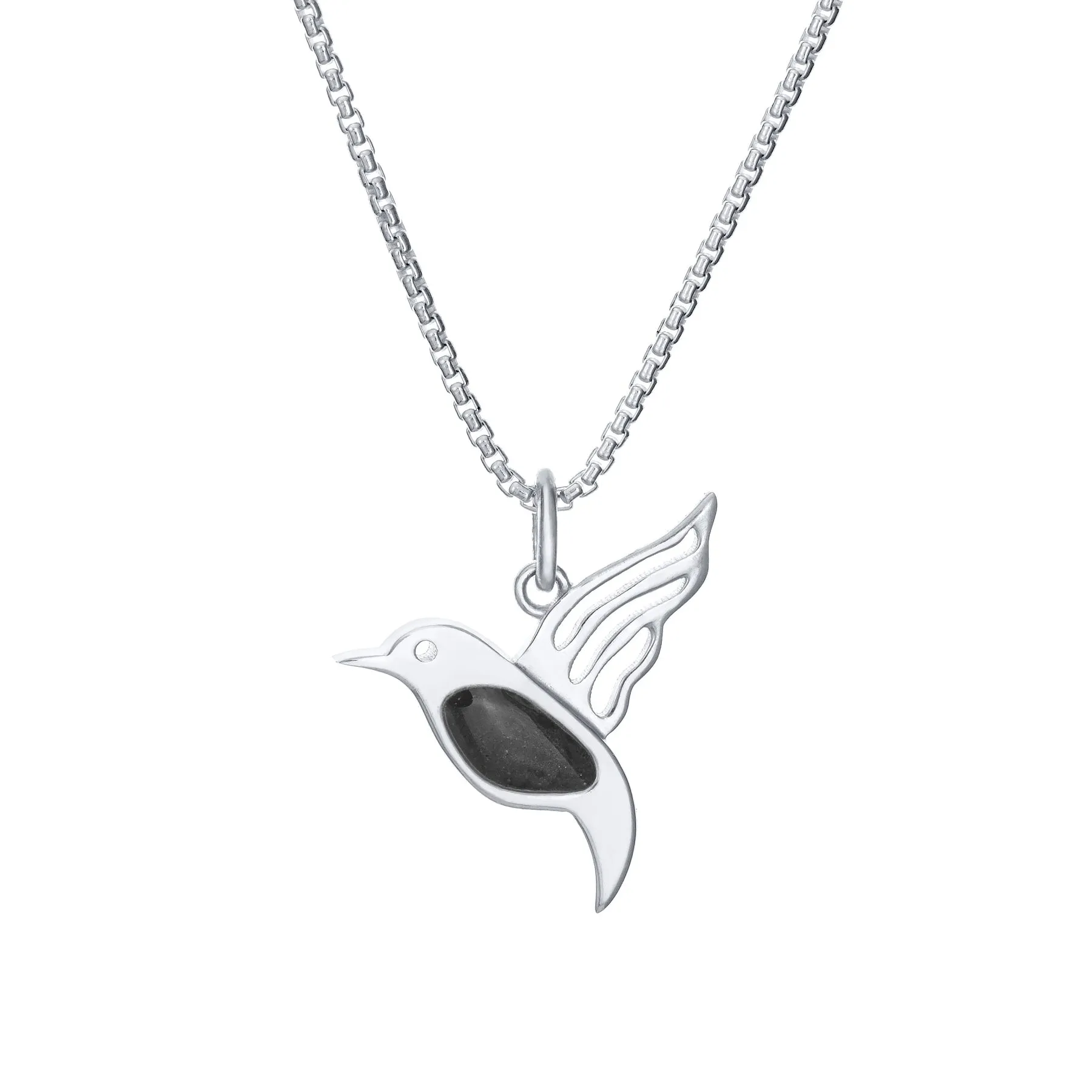 Hummingbird Cremation Necklace in 14K White Gold