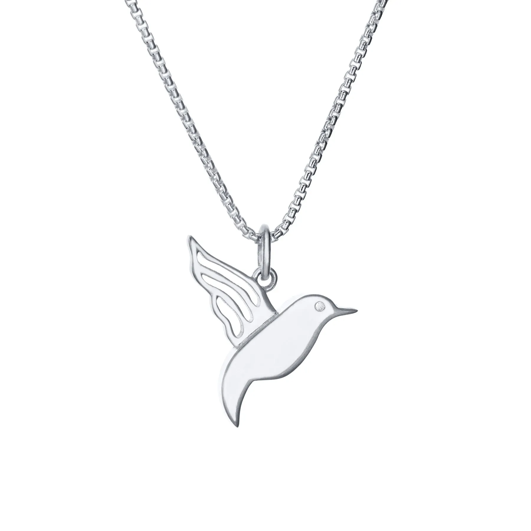 Hummingbird Cremation Necklace in 14K White Gold