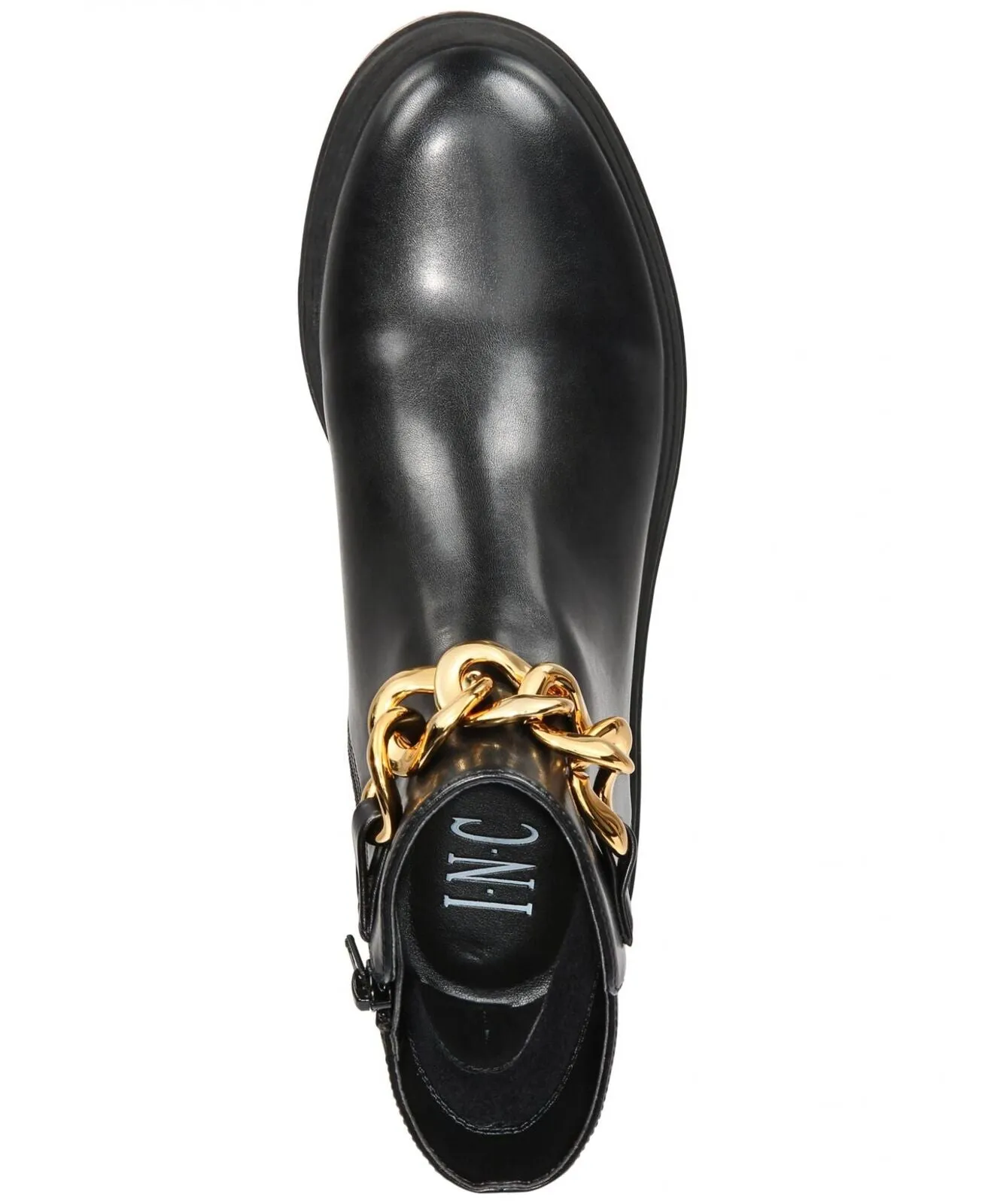 Inc International Concepts Womens Basia Lug-Sole Chain Booties Black Smooth 9M