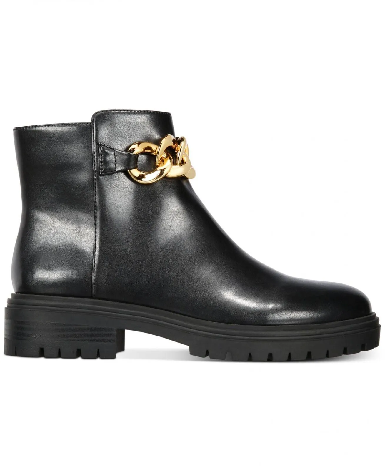 Inc International Concepts Womens Basia Lug-Sole Chain Booties Black Smooth 9M