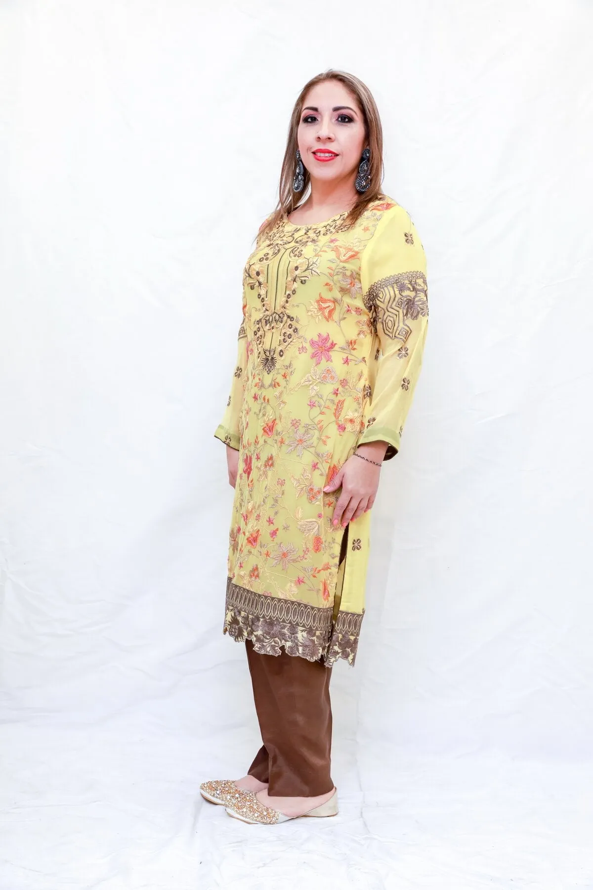 Indian Chiffon Embroidered Shirt and Trouser Dress