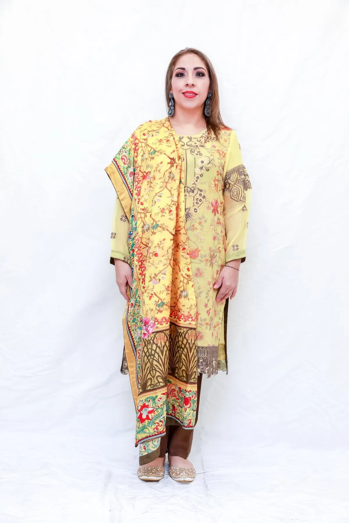 Indian Chiffon Embroidered Shirt and Trouser Dress