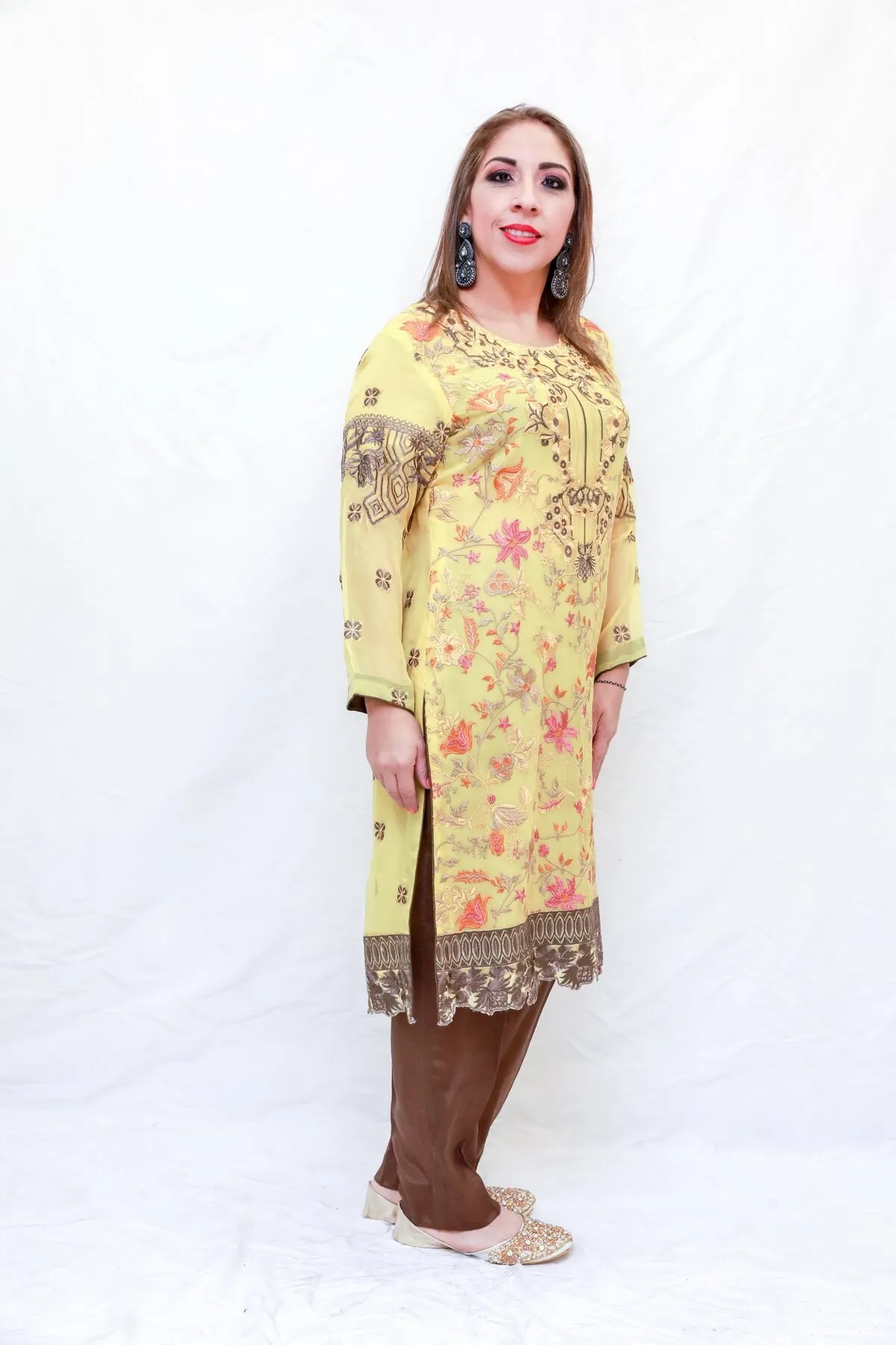Indian Chiffon Embroidered Shirt and Trouser Dress