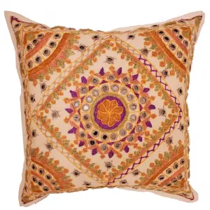 Indian Mirror Work Chandrama Cushion Cover Design Home Accent Furnishing - 16" x 16"