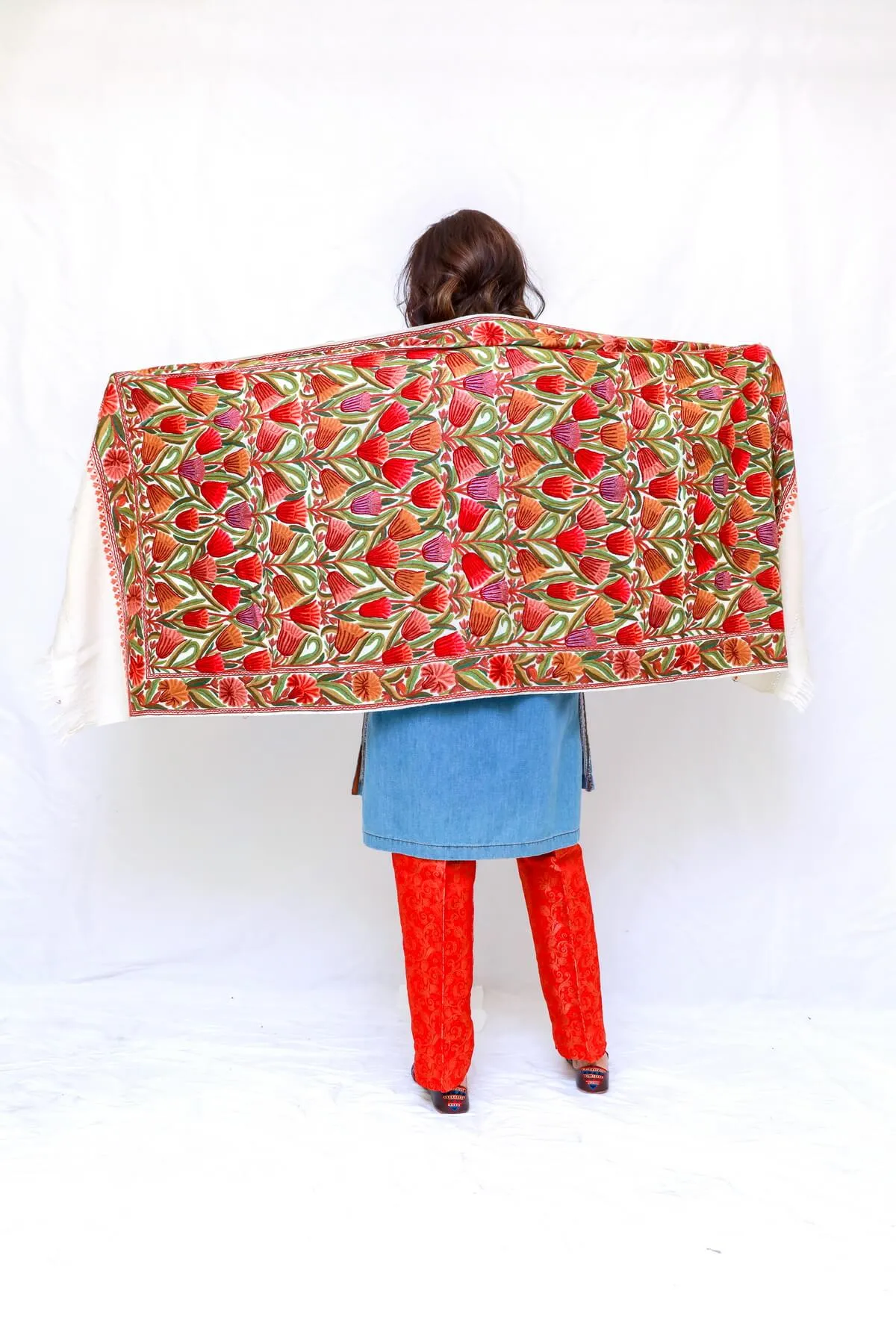 Indian Pakistani Kashmir Embroidery Shawl