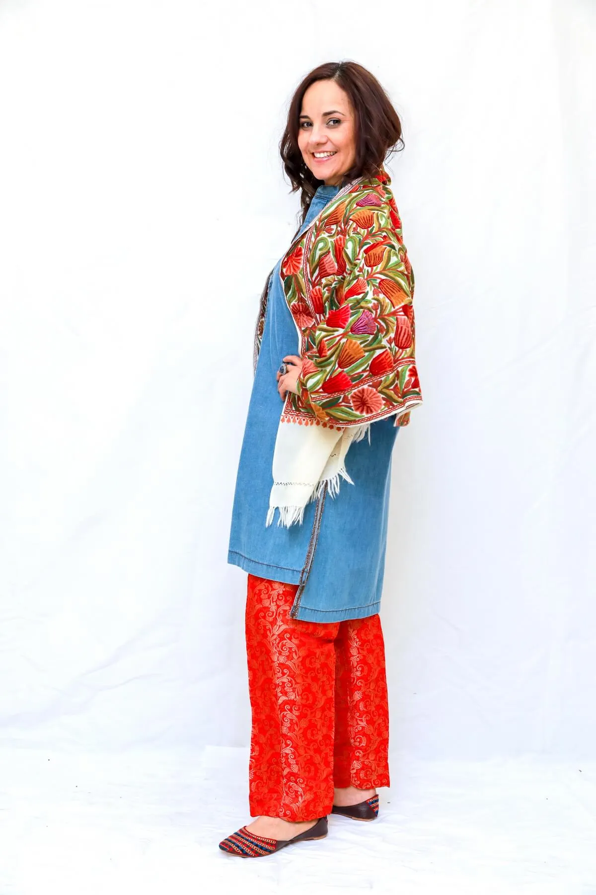 Indian Pakistani Kashmir Embroidery Shawl
