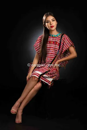 Indigenous Huipil Dress Triqui Textile Backstrap Loomed in Oaxaca