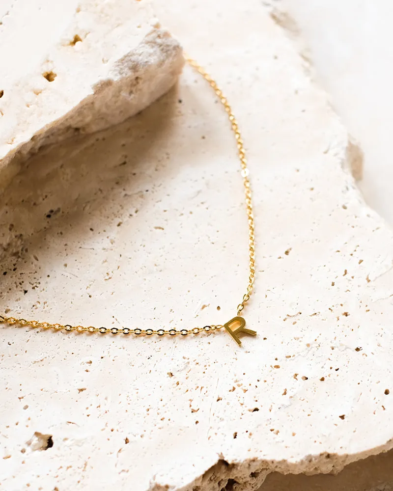 INITIAL GOLD PLATED NECKLACE - GOLD