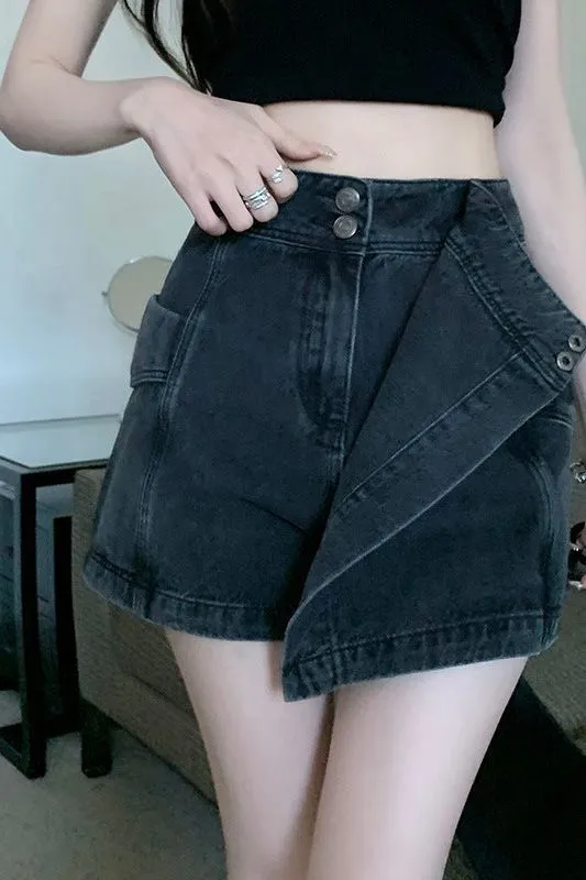 Irregular denim retro slim skirt
