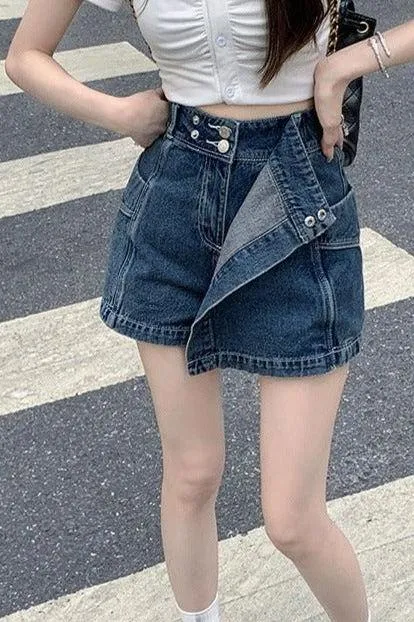 Irregular denim retro slim skirt