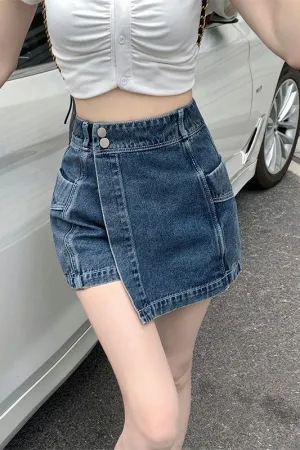 Irregular denim retro slim skirt