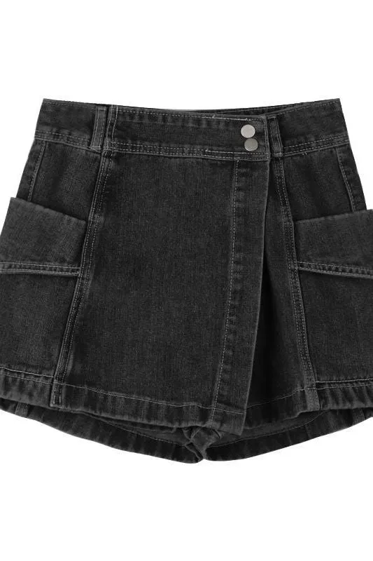Irregular denim retro slim skirt
