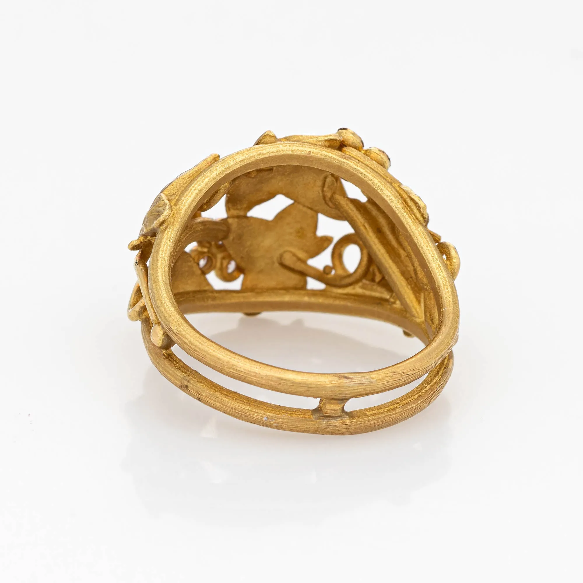 Ivy Leaf Diamond Band Estate 18k Yellow Gold Ring Sz 7.25 Satin Finish Jewelry