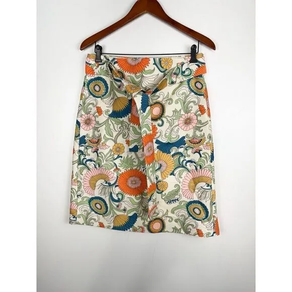 J.CREW Women’s Size 6 Tie-waist Skirt in Ornate Retro Floral Style G0962