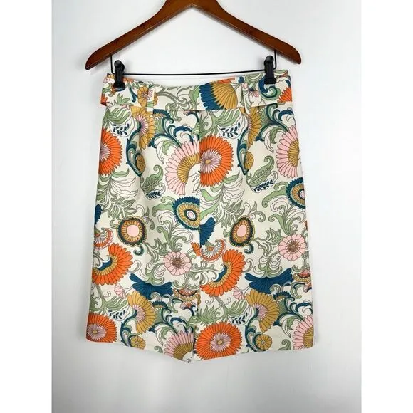 J.CREW Women’s Size 6 Tie-waist Skirt in Ornate Retro Floral Style G0962