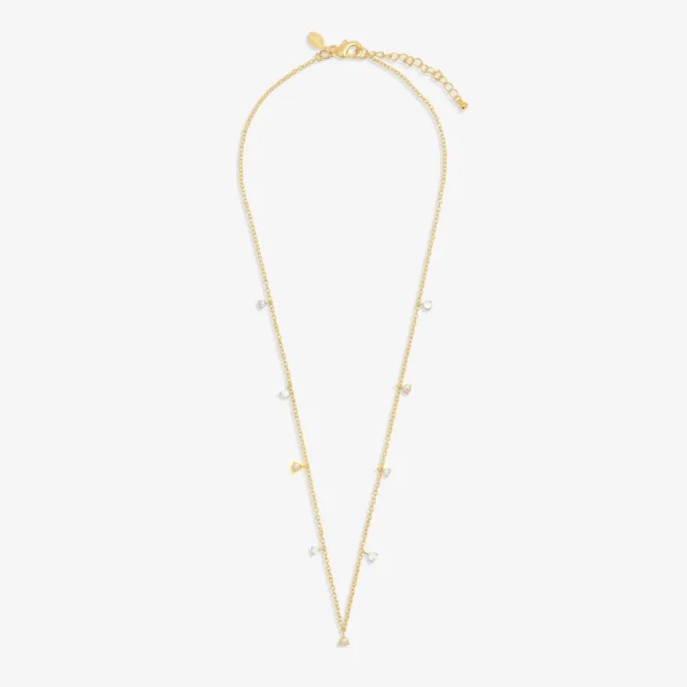 Joma Halo Pearl CZ & Pearl Charms Gold Necklace