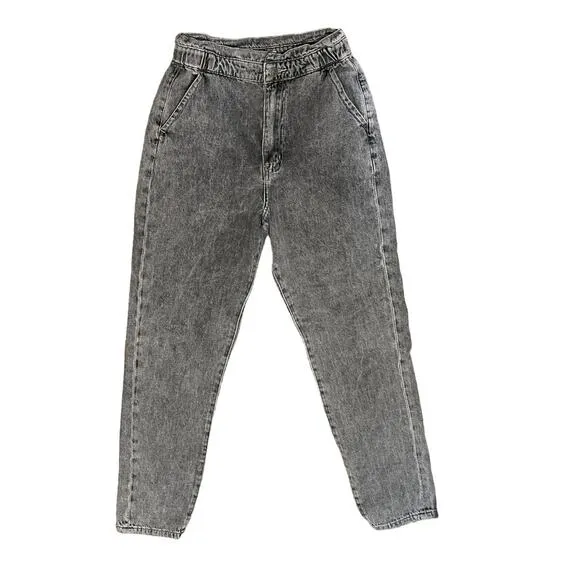 KanCan Women's High Rise 90s Slouch Acid Wash Black Jeans Size 25 Distressed Y2K