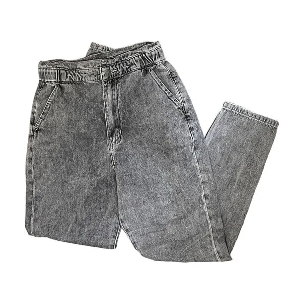 KanCan Women's High Rise 90s Slouch Acid Wash Black Jeans Size 25 Distressed Y2K