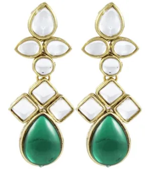 Karatcart Ethnic Kundan 14K Yellow Gold Plated Alloy Drop Earring