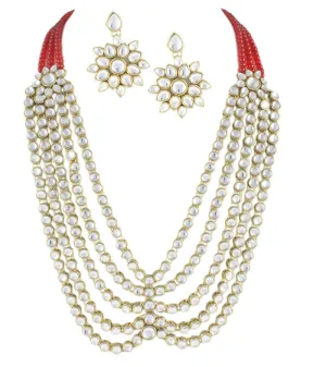 Karatcart Gold-Plated Handcrafted Kundan Rani Haar Necklace Set