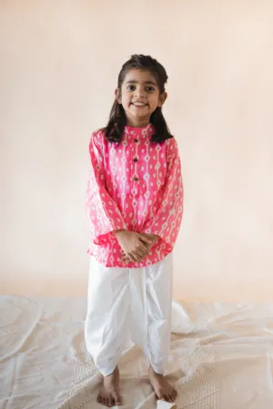 Klingaru Boys Set - Baby Pink Modal Silk with Satin Dhoti