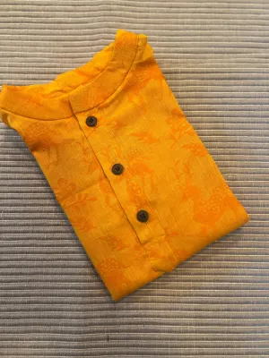 Klingaru Long Kurta - Orange Jacquard