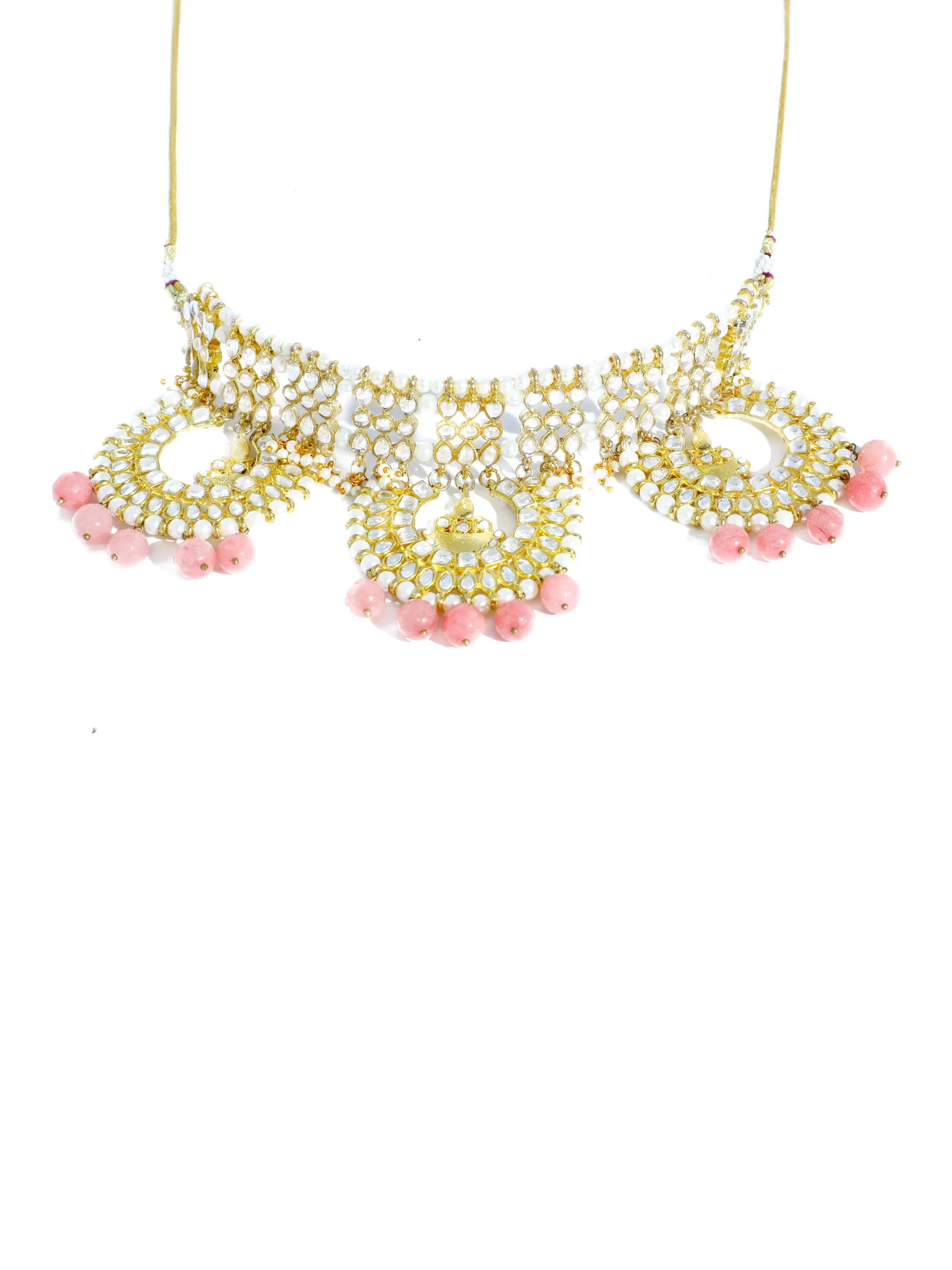 Kundan Bridal Peach Choker Necklace Set