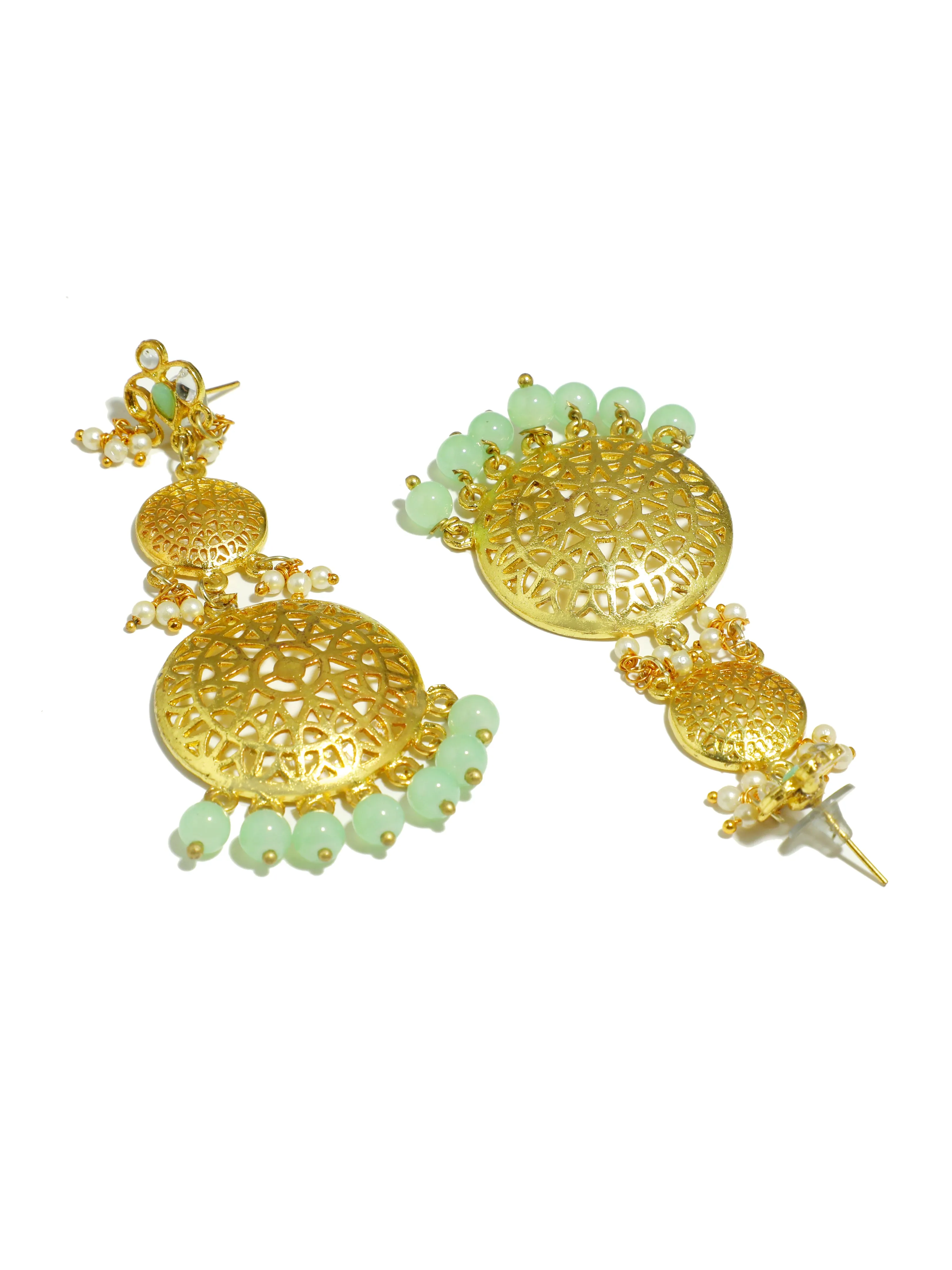 Kundan Gold Lime Green Earrings
