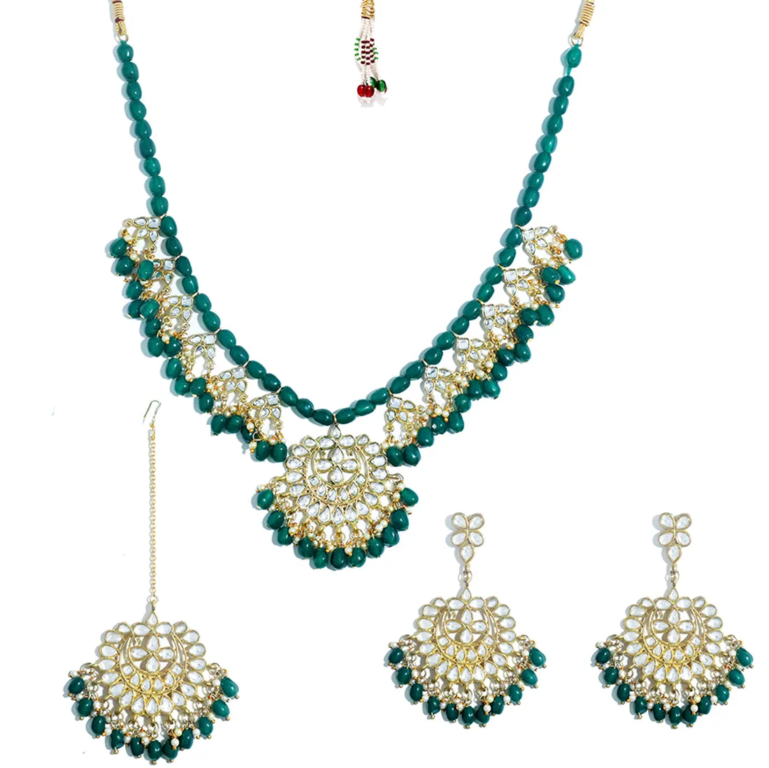 Kundan Green Stone Necklace Set