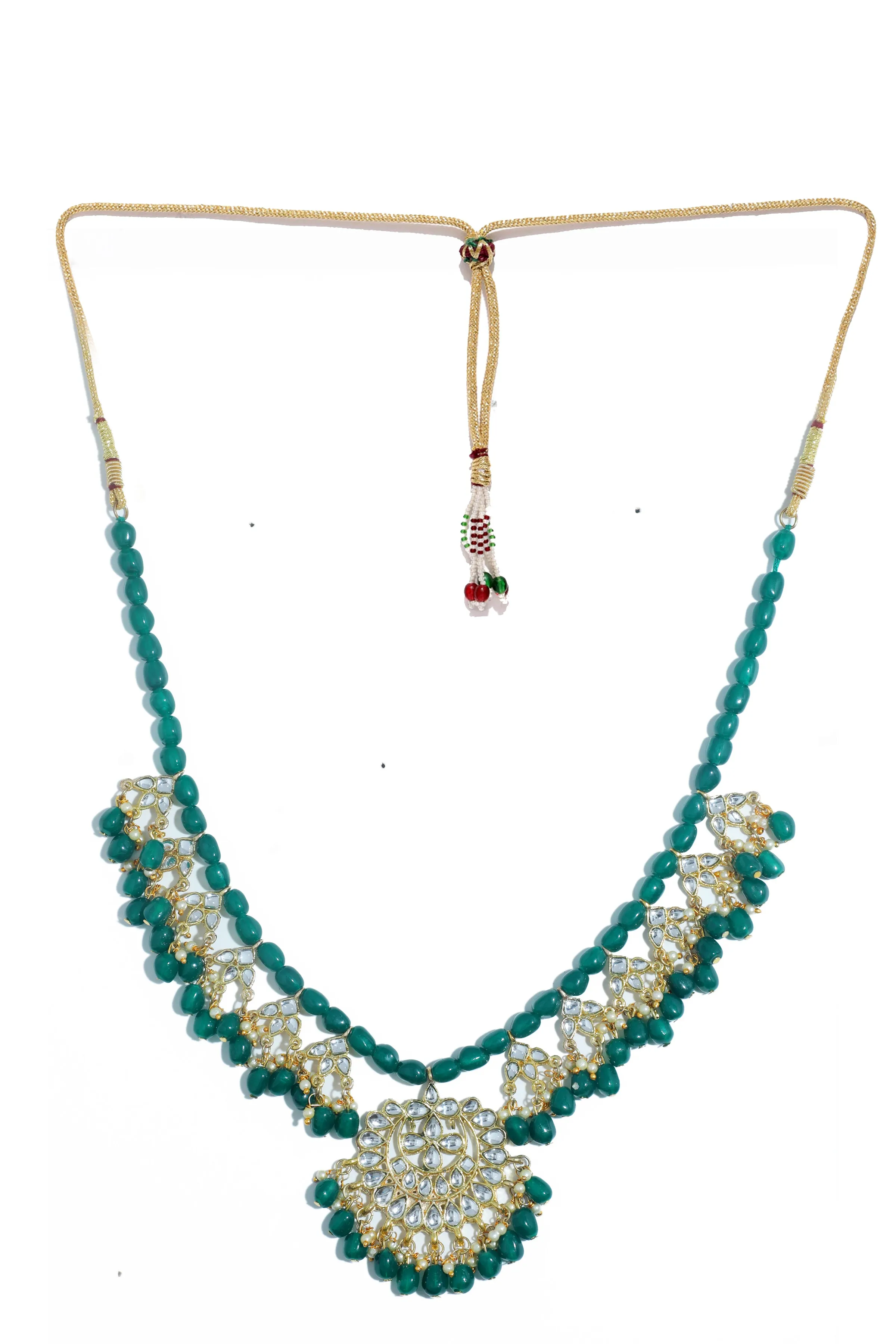 Kundan Green Stone Necklace Set