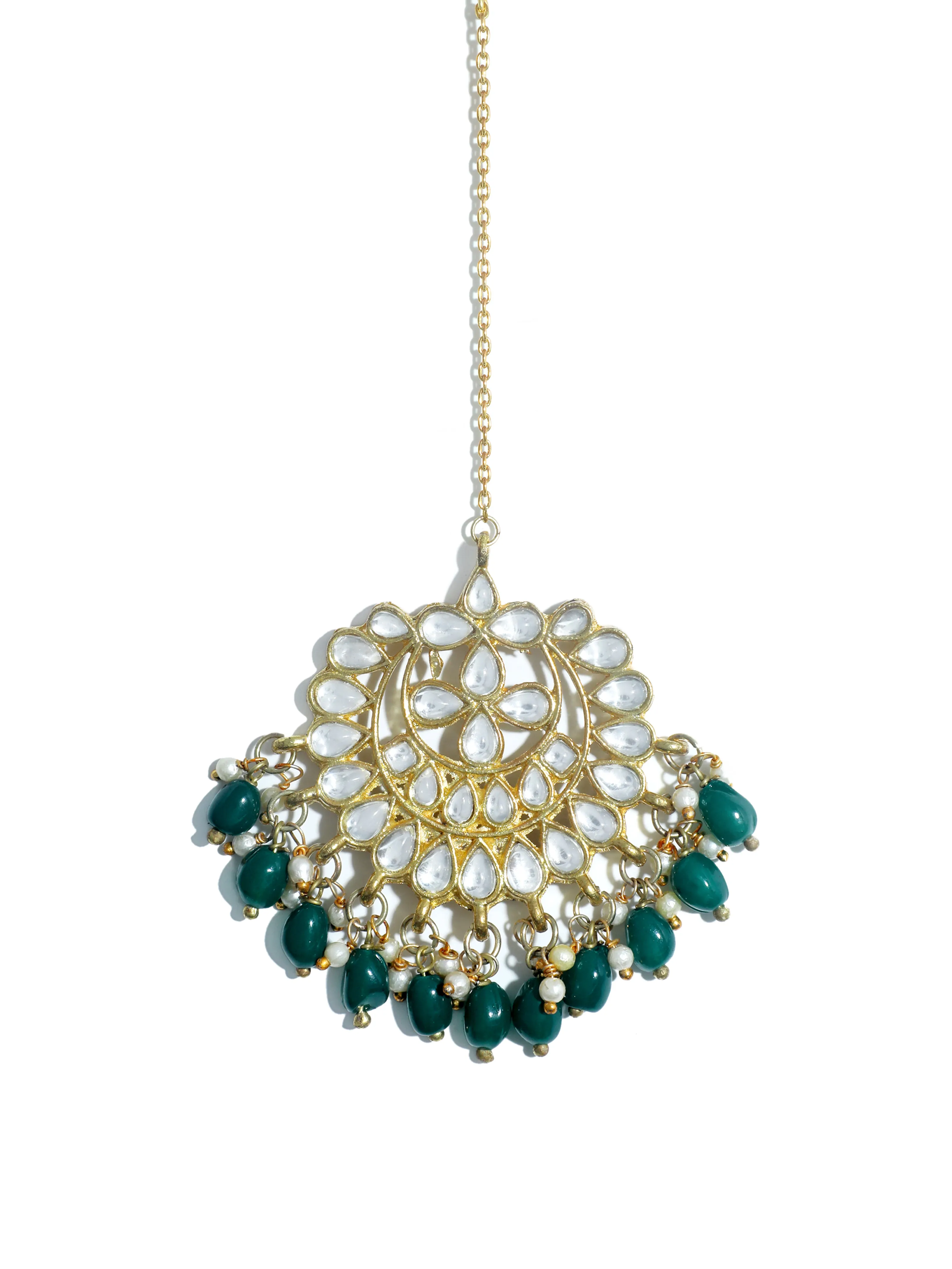 Kundan Green Stone Necklace Set