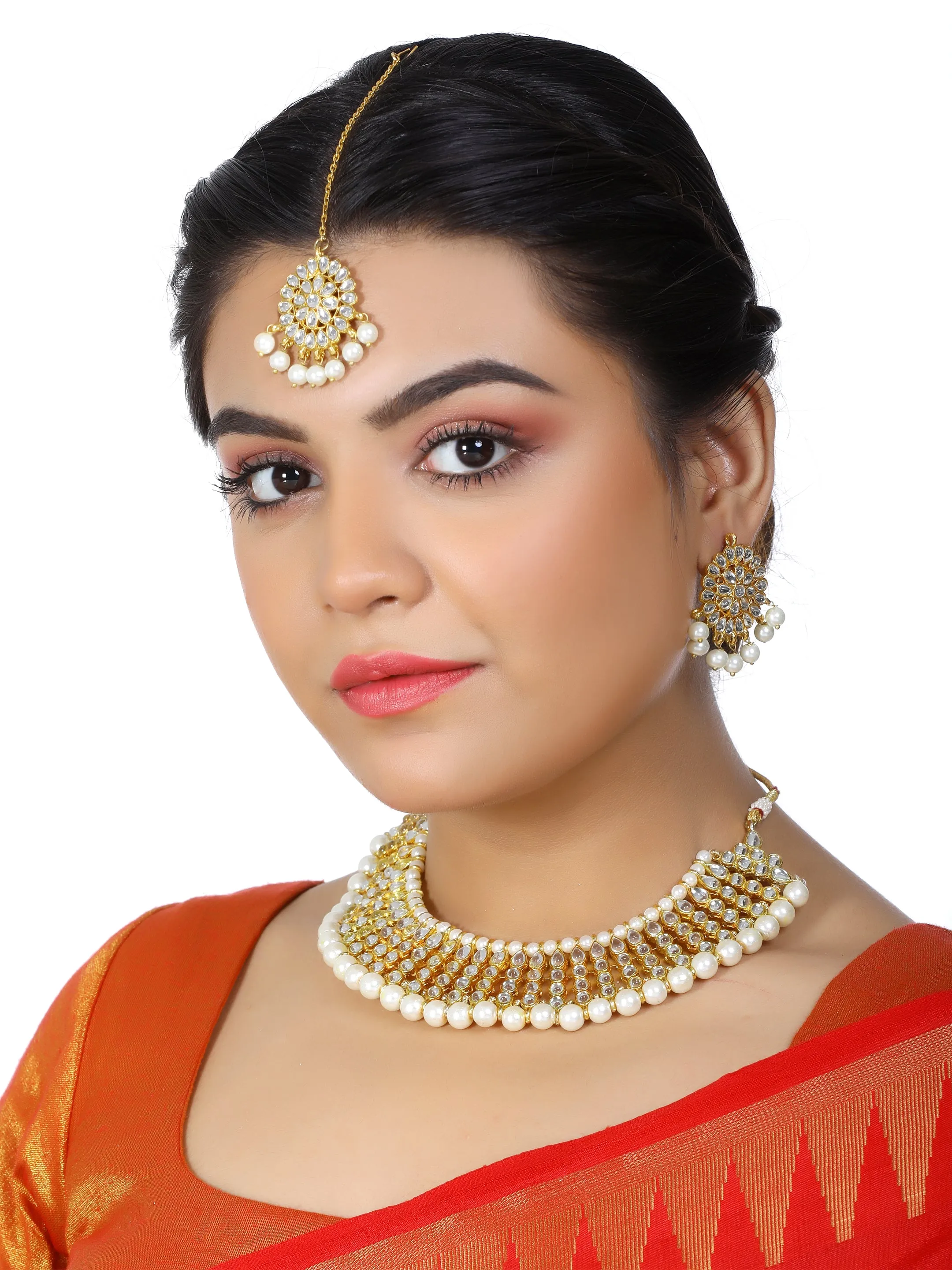 Kundan White Choker Necklace Set