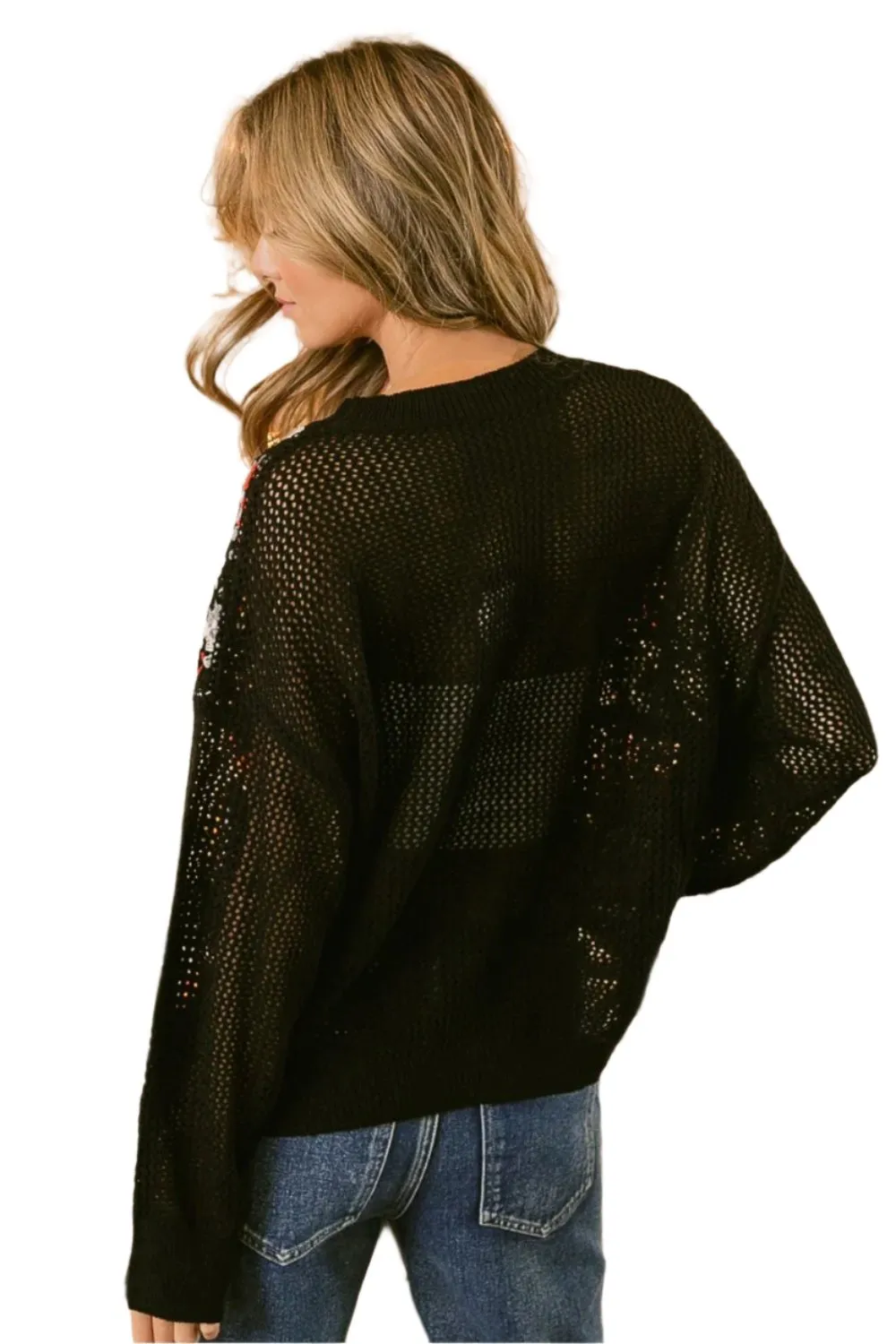 Ladies Granny Square Front Long Sleeve Top
