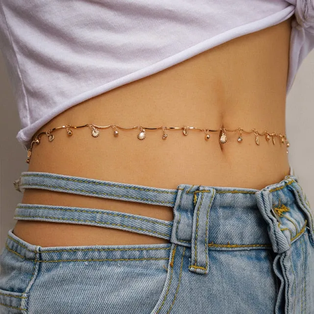 Leaf Diamond Belly Waist Chain