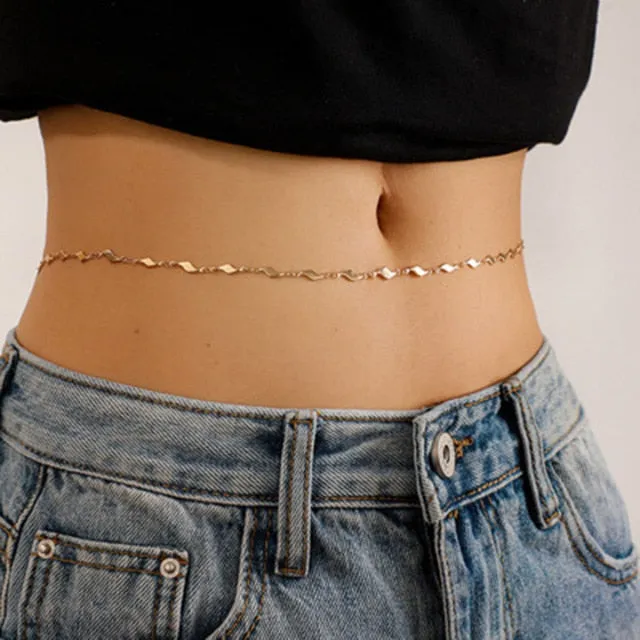 Leaf Diamond Belly Waist Chain
