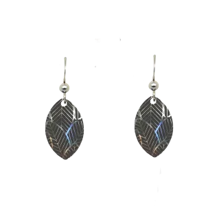 Leaf earrings, engraved silver plated brass, sterling silver earwires, d'ears