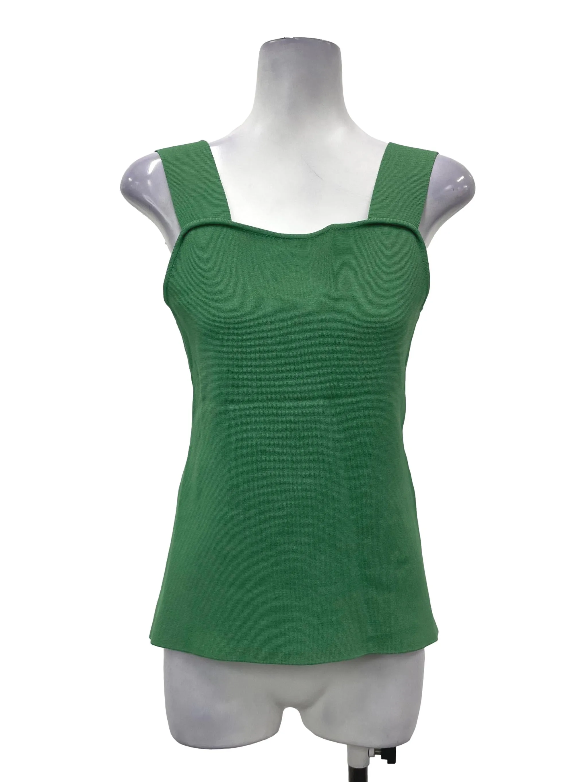Leaf Green Sleeveless Knit Top OSN