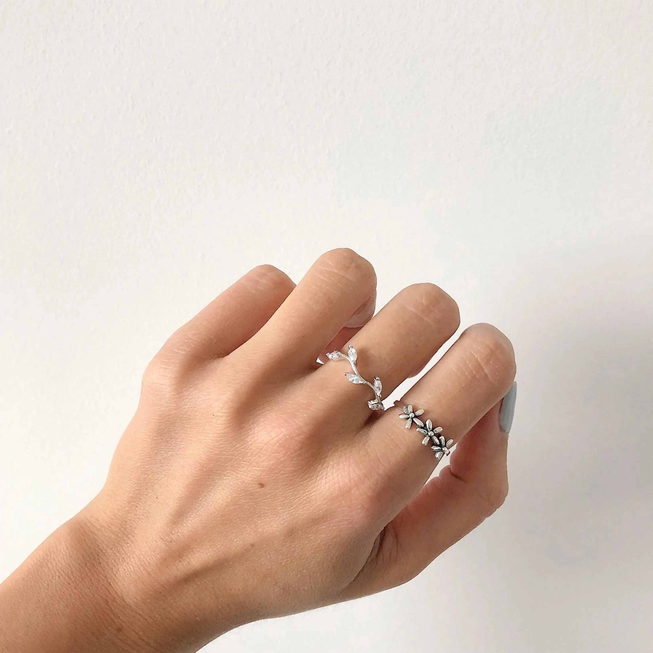 Leaf Ring | Dainty Leaf Cluster | 925 Sterling Silver