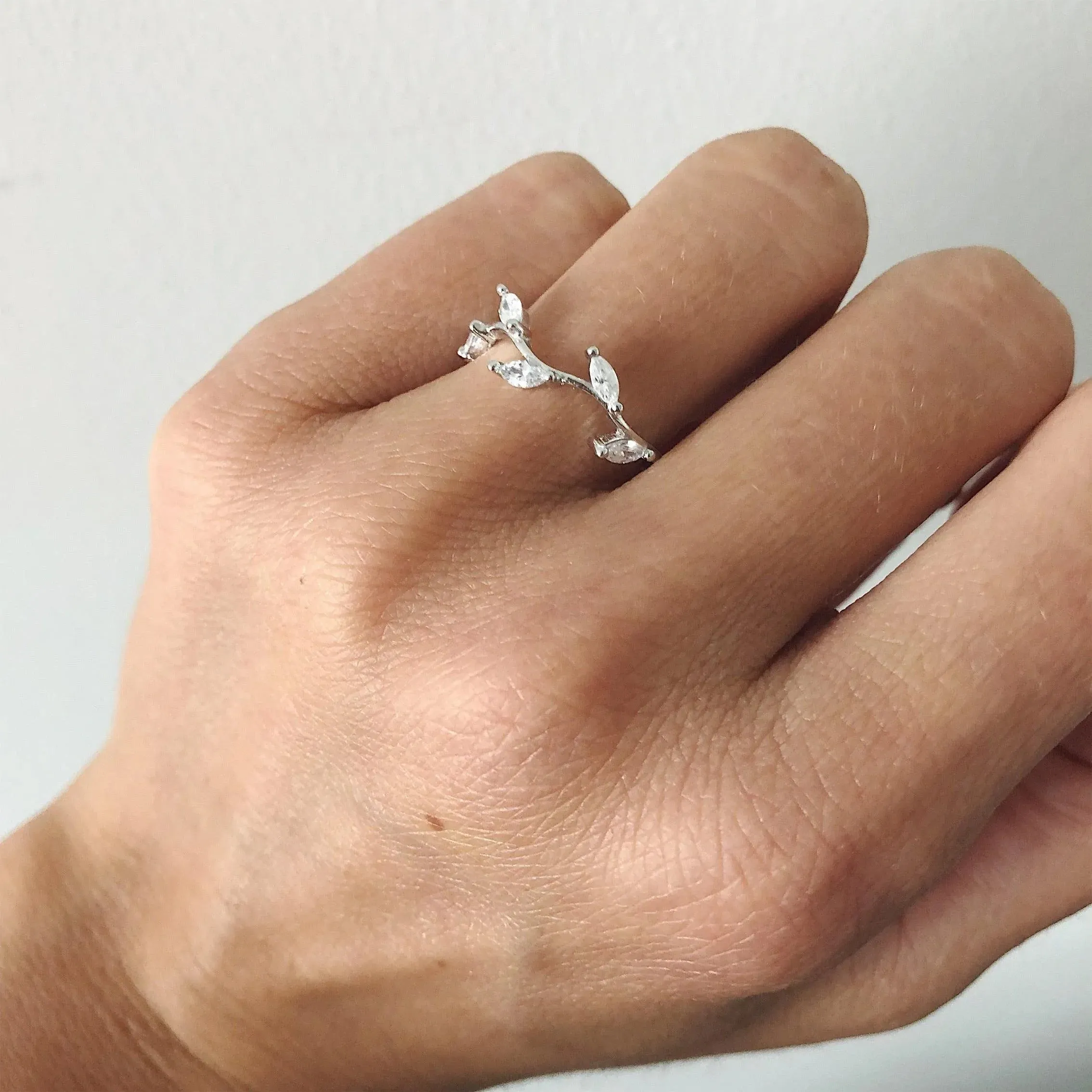 Leaf Ring | Dainty Leaf Cluster | 925 Sterling Silver