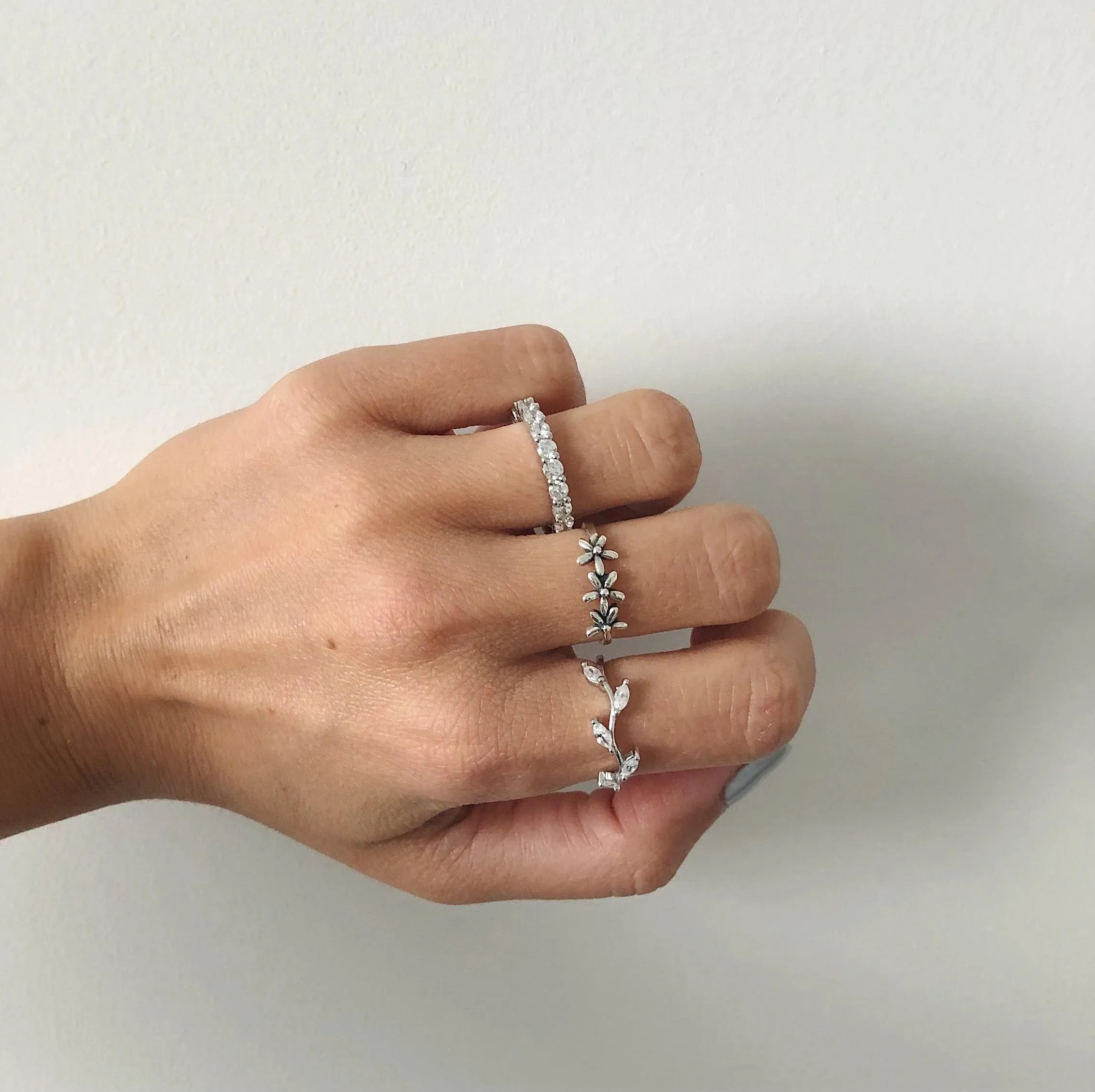 Leaf Ring | Dainty Leaf Cluster | 925 Sterling Silver