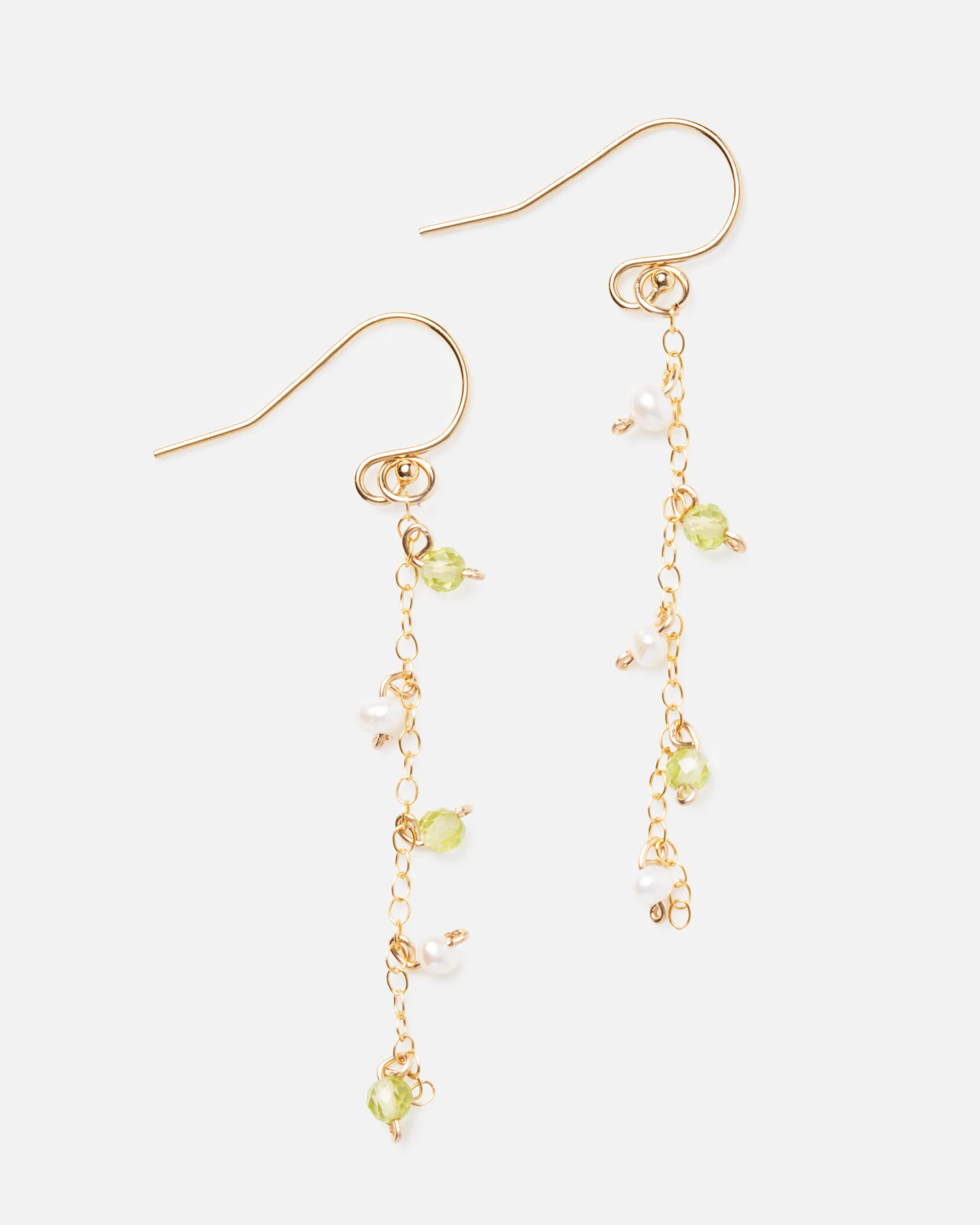 LEAH'S PERIDOT AND PEARL 14K GOLD FILLED DROP EARRINGS