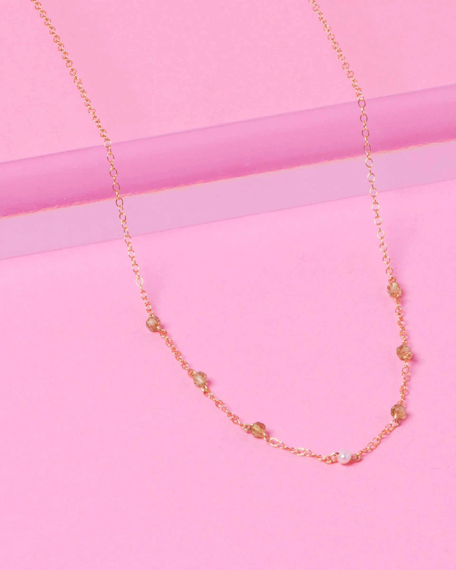 LEAH'S PERIDOT AND PEARL CARMELLA NECKLACE
