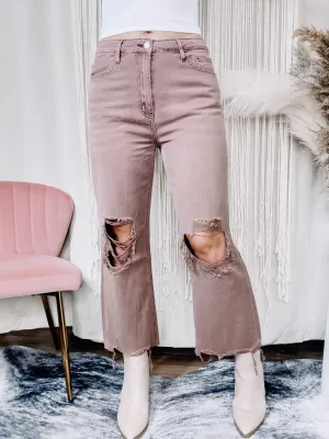 Leslie Distressed Knee Crop Flare