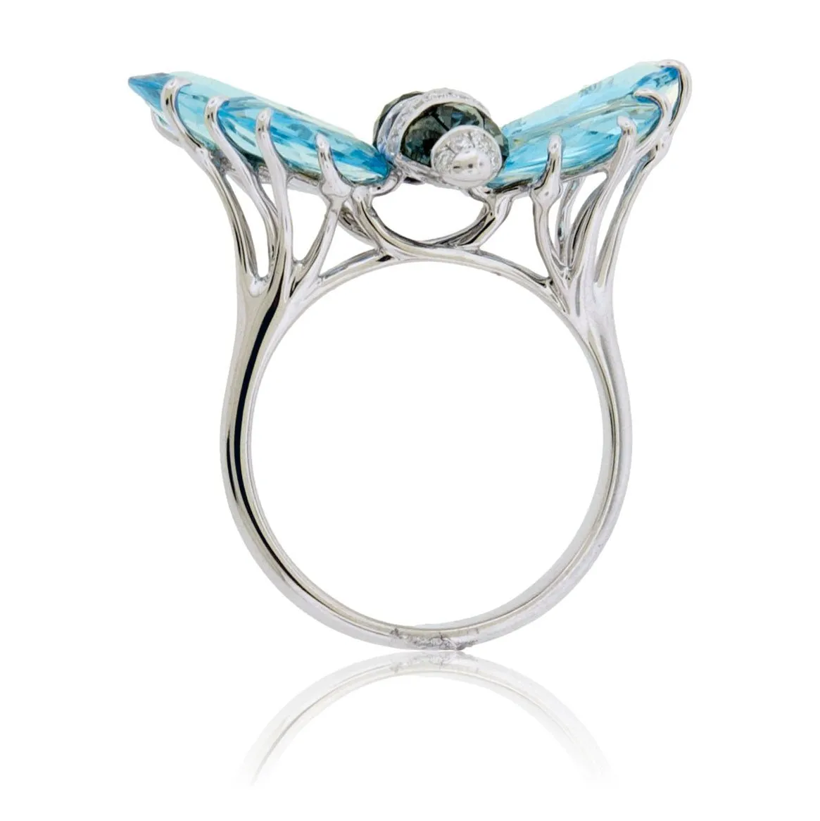 London and Sky Blue Topaz & Diamond Butterfly Ring