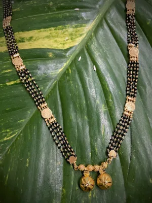 Long Mangalsutra Designs Gold Plated Laxmi Coin Vati Pendant Maharashtrian Style Mangalsutra