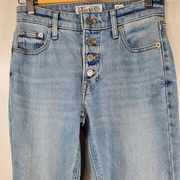 Lucky Brand Bridgette Cropped Flare Button Fly Jeans Light Wash Blue Size 00/24