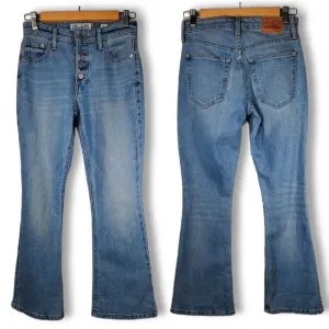 Lucky Brand Bridgette Cropped Flare Button Fly Jeans Light Wash Blue Size 00/24