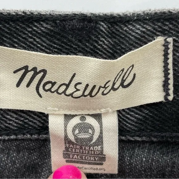 Madewell Baggy Tapered Jeans Black Relaxed Fit High Waisted Size 28P