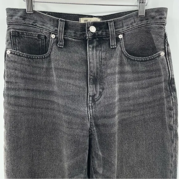 Madewell Baggy Tapered Jeans Black Relaxed Fit High Waisted Size 28P