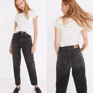 Madewell Baggy Tapered Jeans Black Relaxed Fit High Waisted Size 28P